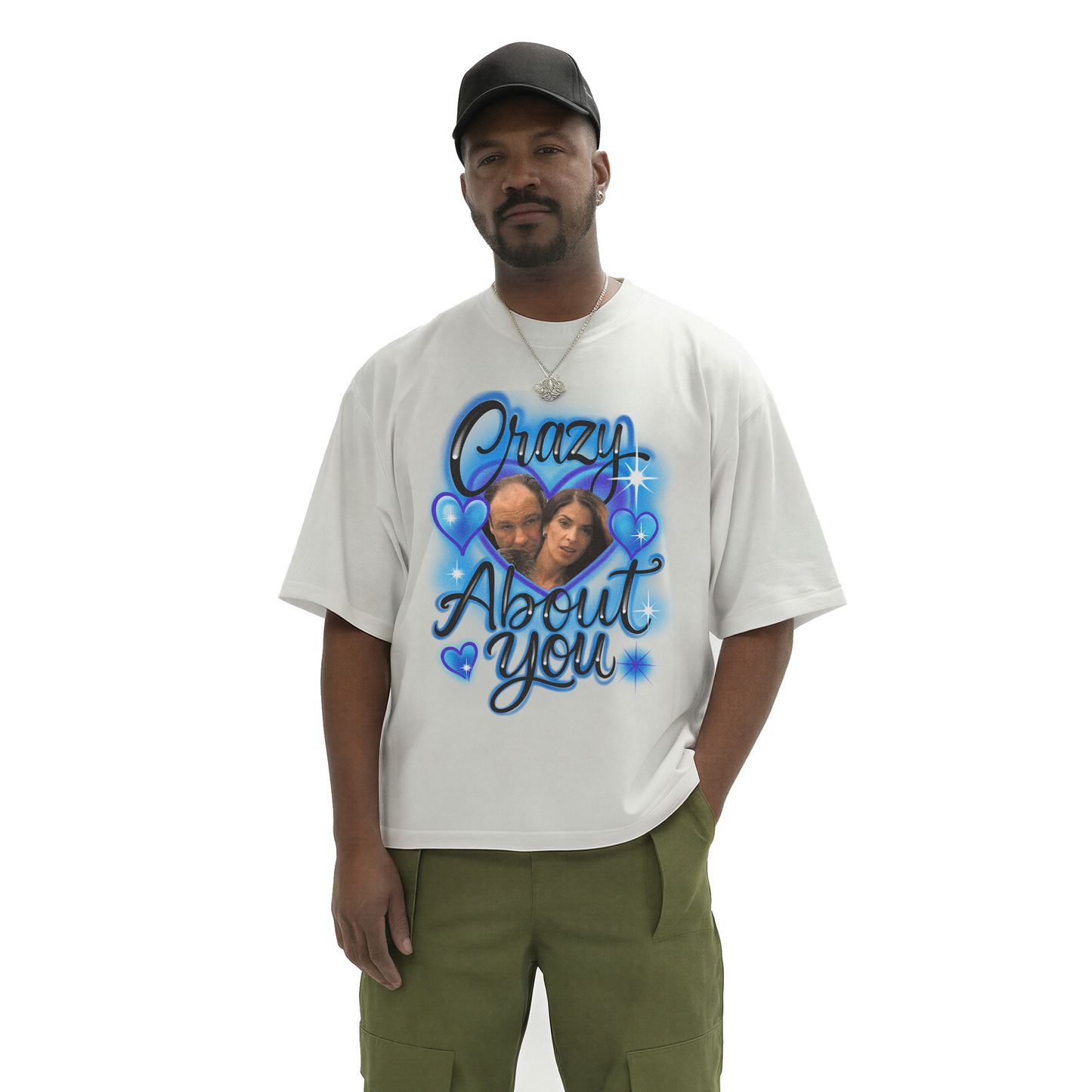 Crazy About You Oversized Tee Shirt-Blue