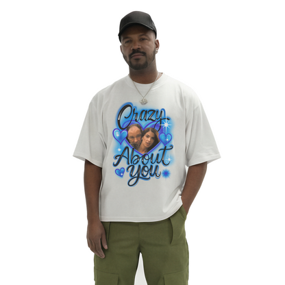 Crazy About You Oversized Tee Shirt-Blue